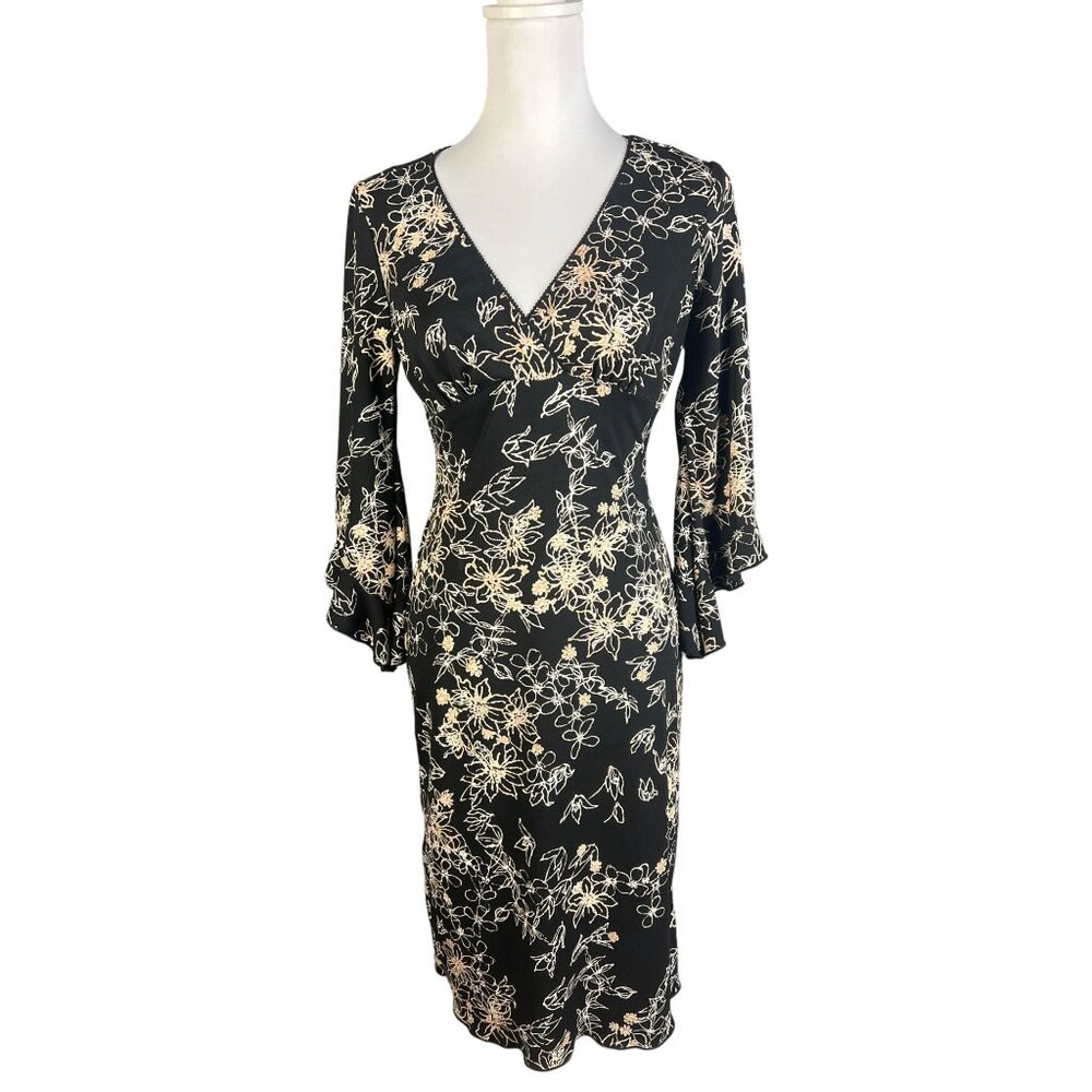 vintage Jonathan Martin Floral Bell Sleeve Dress Size Medium